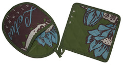 Lotus Oven Mitt & Pan Holder Set